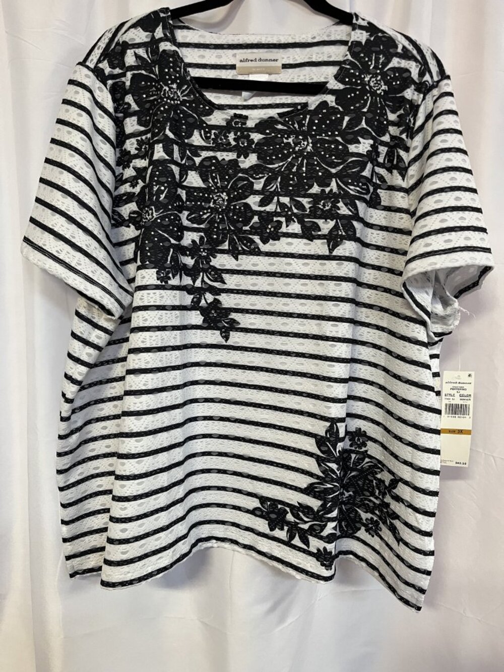 Alfred Dunner Size 3X Alfred Dunner Women's Size 3X Black White Striped Floral E